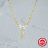 Wholesale Women's S925 Sterling Silver Butterfly Collarbone Necklace With Geometric Zircon Pendant And Electroplating Ochain
