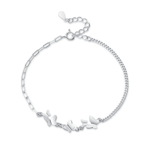 Wholesale Women's S925 Sterling Silver Butterfly Electroplated Bracelet Jewelry
