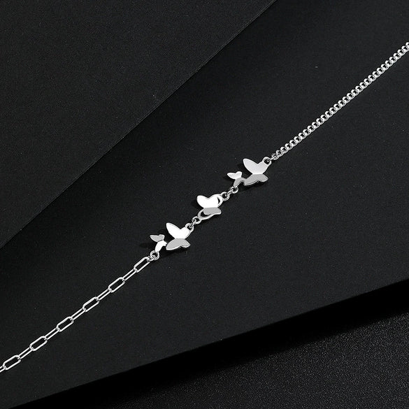 Wholesale Women's S925 Sterling Silver Butterfly Electroplated Bracelet Jewelry