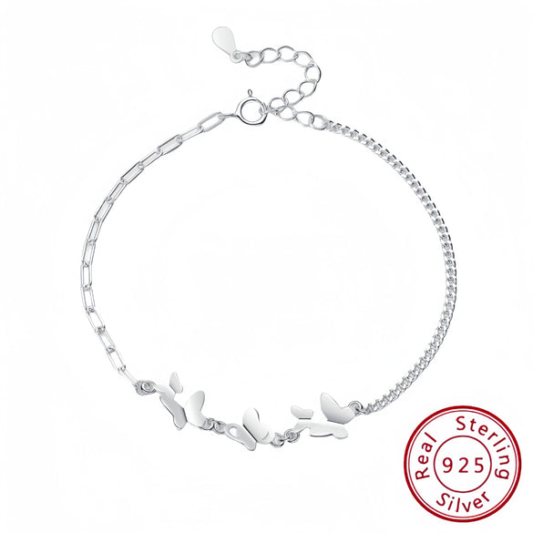 Wholesale Women's S925 Sterling Silver Butterfly Electroplated Bracelet Jewelry