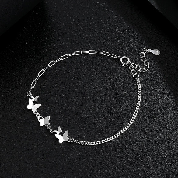 Wholesale Women's S925 Sterling Silver Butterfly Electroplated Bracelet Jewelry