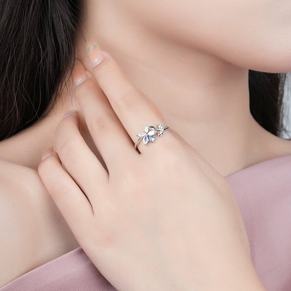 Wholesale Women's S925 Sterling Silver Butterfly Ring With Micro Inlay
