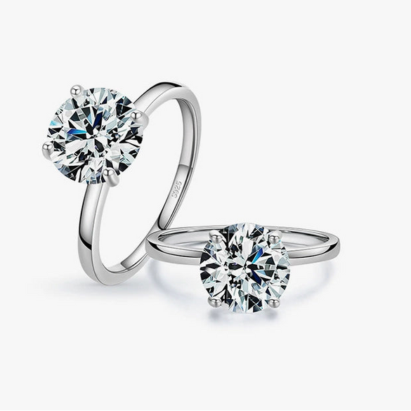 Wholesale Women's S925 Sterling Silver Classic Four Claw Zircon Ring With Geometric Design