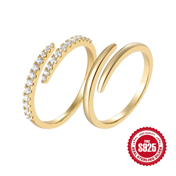 Wholesale Women's S925 Sterling Silver Classic Opening Ring With Geometric Design And Zircon