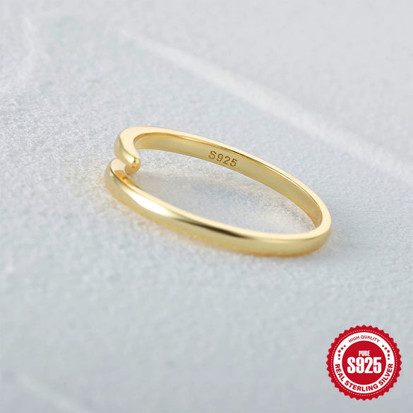 Wholesale Women's S925 Sterling Silver Classic Opening Ring With Geometric Design And Zircon