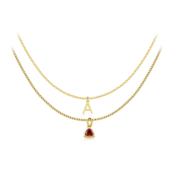 Wholesale Women's S925 Sterling Silver Clavicle Chain Necklace With Glow Surface Letter A Z Text Design And 18K Gold Electroplating