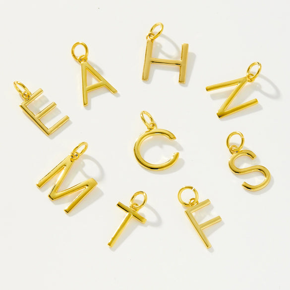 Wholesale Women's S925 Sterling Silver Clavicle Chain Necklace With Glow Surface Letter A Z Text Design And 18K Gold Electroplating
