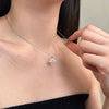 Wholesale Women's S925 Sterling Silver Clavicle Chain Necklace With Rainbow Inlaid Geometric And U Shape Electroplated