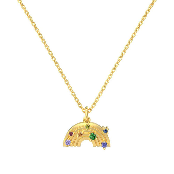 Wholesale Women's S925 Sterling Silver Clavicle Chain Necklace With Rainbow Inlaid Geometric And U Shape Electroplated