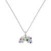 Wholesale Women's S925 Sterling Silver Clavicle Chain Necklace With Rainbow Inlaid Geometric And U Shape Electroplated