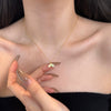 Wholesale Women's S925 Sterling Silver Clavicle Chain Necklace With Rainbow Inlaid Geometric And U Shape Electroplated