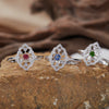 Wholesale Women's S925 Sterling Silver Colored Gemstone Ring With Natural Sapphire Ruby Tanzanite In Geometric Ushaped Light Luxury Style Set With Gems