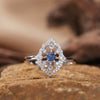Wholesale Women's S925 Sterling Silver Colored Gemstone Ring With Natural Sapphire Ruby Tanzanite In Geometric Ushaped Light Luxury Style Set With Gems