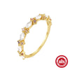 Wholesale Women's S925 Sterling Silver Colorful Diamond Ring With Geometric Pattern And Real Gold Plating Electroplating Treatment