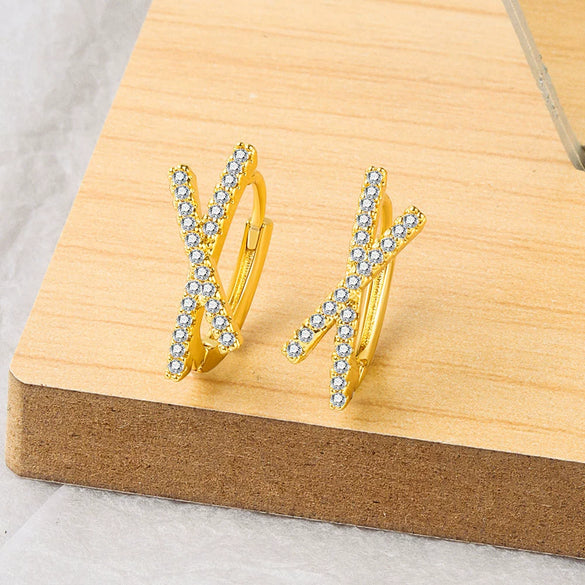 Wholesale Women's S925 Sterling Silver Cross Geometric Electroplated Earrings