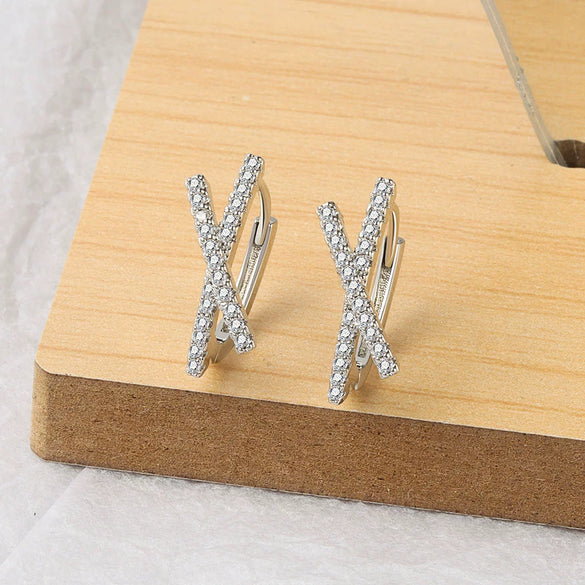 Wholesale Women's S925 Sterling Silver Cross Geometric Electroplated Earrings