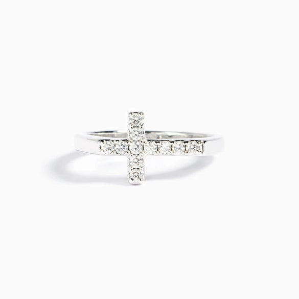 Wholesale Women's S925 Sterling Silver Cross Geometric Ring With Zircon Electroplated