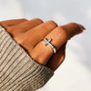 Wholesale Women's S925 Sterling Silver Cross Geometric Ring With Zircon Electroplated