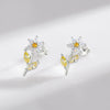 Wholesale Women's S925 Sterling Silver Crystal Flower Earrings Small Fresh Style