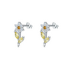 Wholesale Women's S925 Sterling Silver Crystal Flower Earrings Small Fresh Style