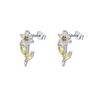 Wholesale Women's S925 Sterling Silver Crystal Flower Earrings Small Fresh Style