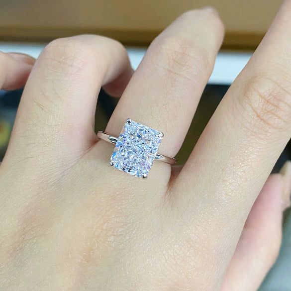 Wholesale Women's S925 Sterling Silver Crystal Sugar Ring With Geometric Pattern Ice Flower Cut And Raydion Cut Electroplated