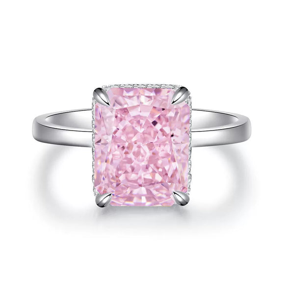 Wholesale Women's S925 Sterling Silver Crystal Sugar Ring With Geometric Pattern Ice Flower Cut And Raydion Cut Electroplated