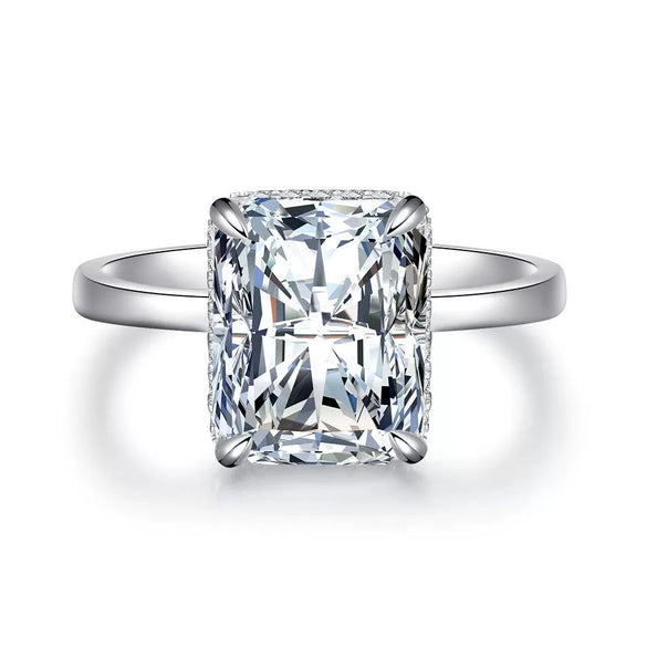 Wholesale Women's S925 Sterling Silver Crystal Sugar Ring With Geometric Pattern Ice Flower Cut And Raydion Cut Electroplated