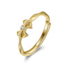 Wholesale Women's S925 Sterling Silver Cute Animal Zodiac Bow Open Ring With Electroplating