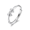 Wholesale Women's S925 Sterling Silver Cute Animal Zodiac Bow Open Ring With Electroplating