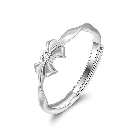 Wholesale Women's S925 Sterling Silver Cute Animal Zodiac Bow Open Ring With Electroplating