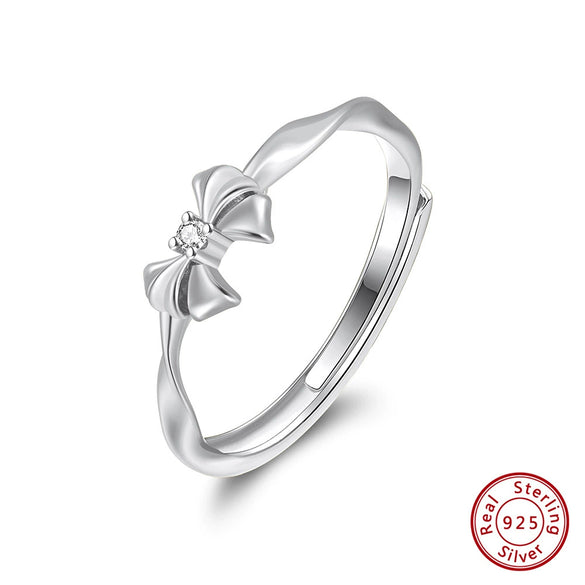Wholesale Women's S925 Sterling Silver Cute Animal Zodiac Bow Open Ring With Electroplating