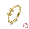 Wholesale Women's S925 Sterling Silver Cute Animal Zodiac Bow Open Ring With Electroplating