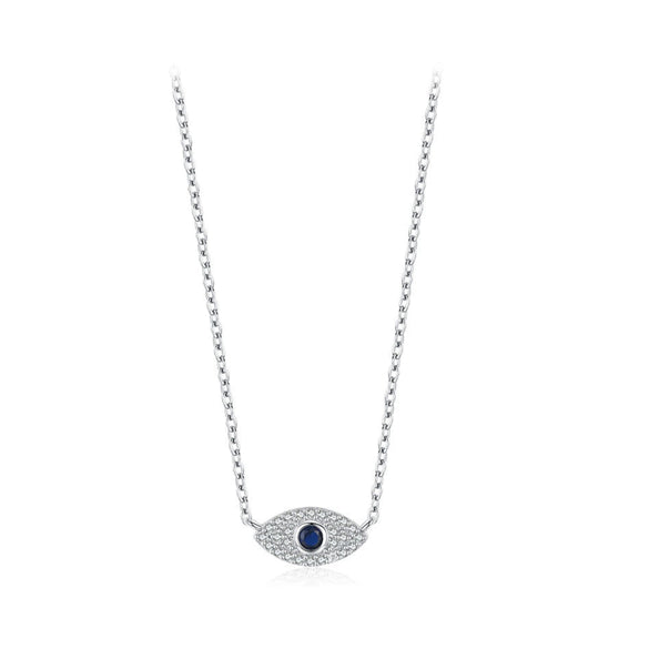 Wholesale Women's S925 Sterling Silver Devil's Eye Clavicle Chain Necklace Set With Micro Inlay Treatment