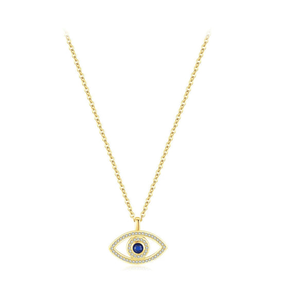 Wholesale Women's S925 Sterling Silver Devil's Eye Clavicle Chain Necklace Set With Micro Inlay Treatment