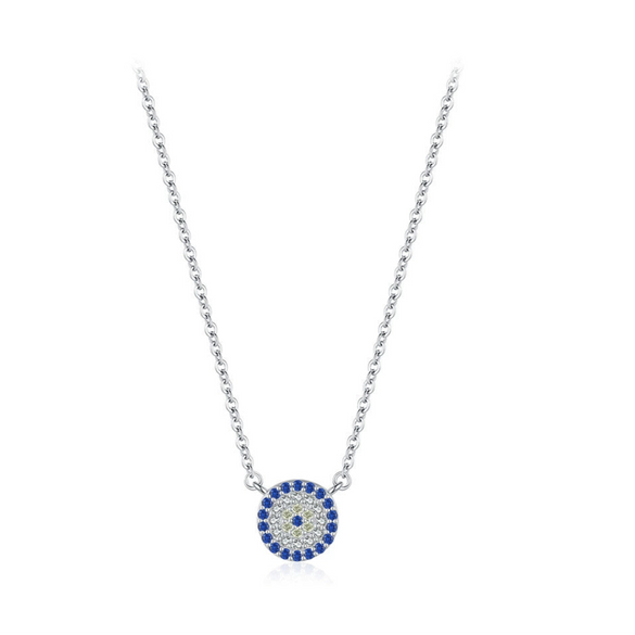 Wholesale Women's S925 Sterling Silver Devil's Eye Clavicle Chain Necklace Set With Micro Inlay Treatment