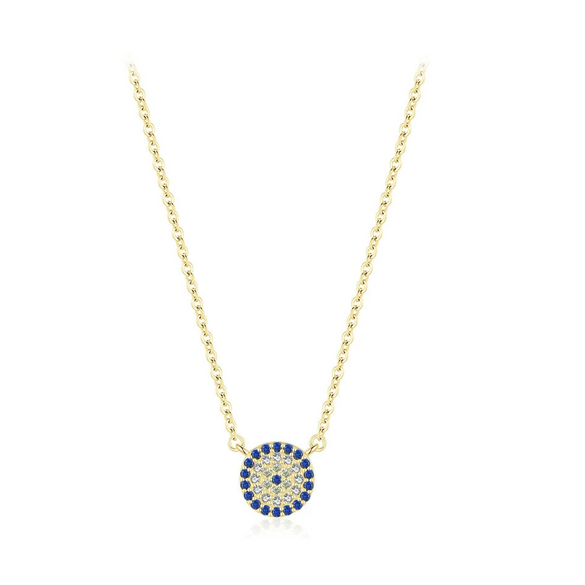 Wholesale Women's S925 Sterling Silver Devil's Eye Clavicle Chain Necklace Set With Micro Inlay Treatment