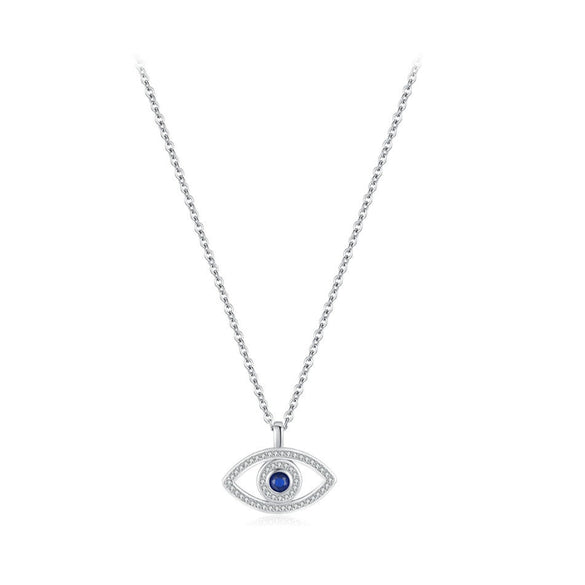 Wholesale Women's S925 Sterling Silver Devil's Eye Clavicle Chain Necklace Set With Micro Inlay Treatment