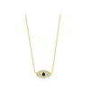 Wholesale Women's S925 Sterling Silver Devil's Eye Clavicle Chain Necklace Set With Micro Inlay Treatment