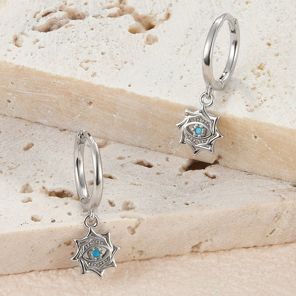 Wholesale Women's S925 Sterling Silver Devil's Eye Earrings With Geometric Style And Zircon Treatment