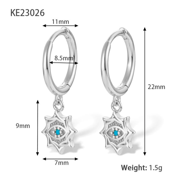 Wholesale Women's S925 Sterling Silver Devil's Eye Earrings With Geometric Style And Zircon Treatment
