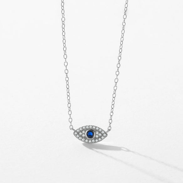 Wholesale Women's S925 Sterling Silver Devil's Eye Microinlay Cross Chain Necklace