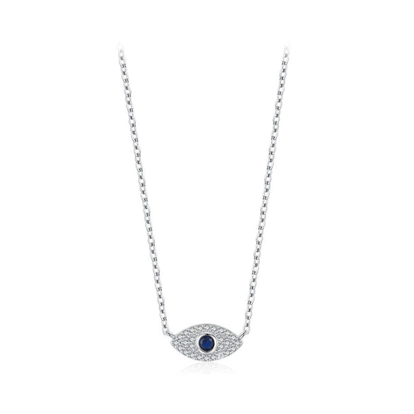 Wholesale Women's S925 Sterling Silver Devil's Eye Microinlay Cross Chain Necklace