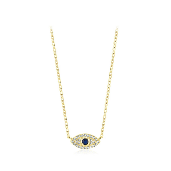 Wholesale Women's S925 Sterling Silver Devil's Eye Microinlay Cross Chain Necklace