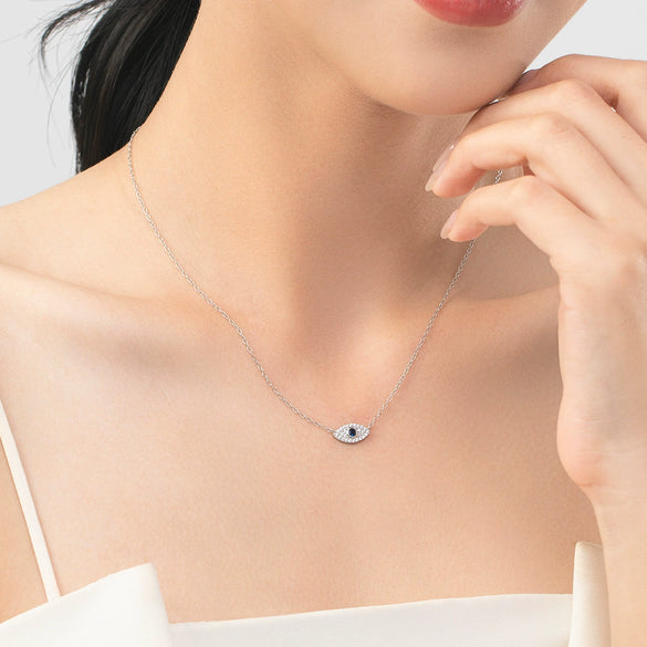 Wholesale Women's S925 Sterling Silver Devil's Eye Microinlay Cross Chain Necklace