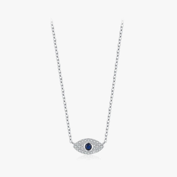 Wholesale Women's S925 Sterling Silver Devil's Eye Microinlay Cross Chain Necklace