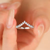 Wholesale Women's S925 Sterling Silver Diamond Crown Ring Highend Fashion Adjustable