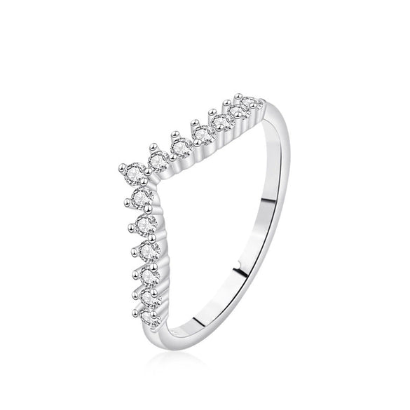 Wholesale Women's S925 Sterling Silver Diamond Crown Ring Highend Fashion Adjustable