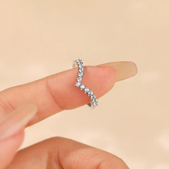 Wholesale Women's S925 Sterling Silver Diamond Crown Ring Highend Fashion Adjustable
