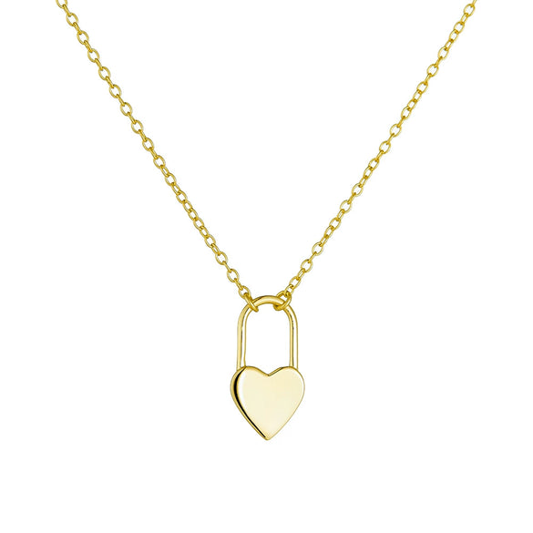 Wholesale Women's S925 Sterling Silver Diamond Geometric Heart Lock Cross Chain Necklace